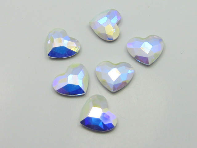 12 pcs. HEART 6mm CRYSTAL AB FLATBACK European Rhinestones